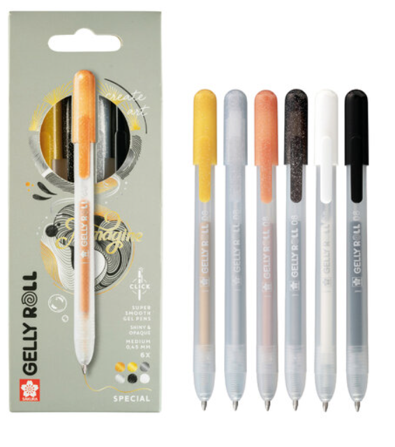 Stylos gel rétractables à encre métallique Gelly Roll Click (bte de 6 pièces) 