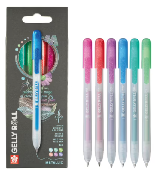 Stylos gel rétractables à encre métallique Gelly Roll Click (bte de 6 pièces)