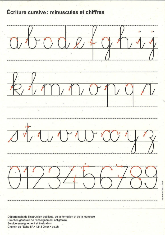 Ecriture 3e-4e modèle écriture cursive A5