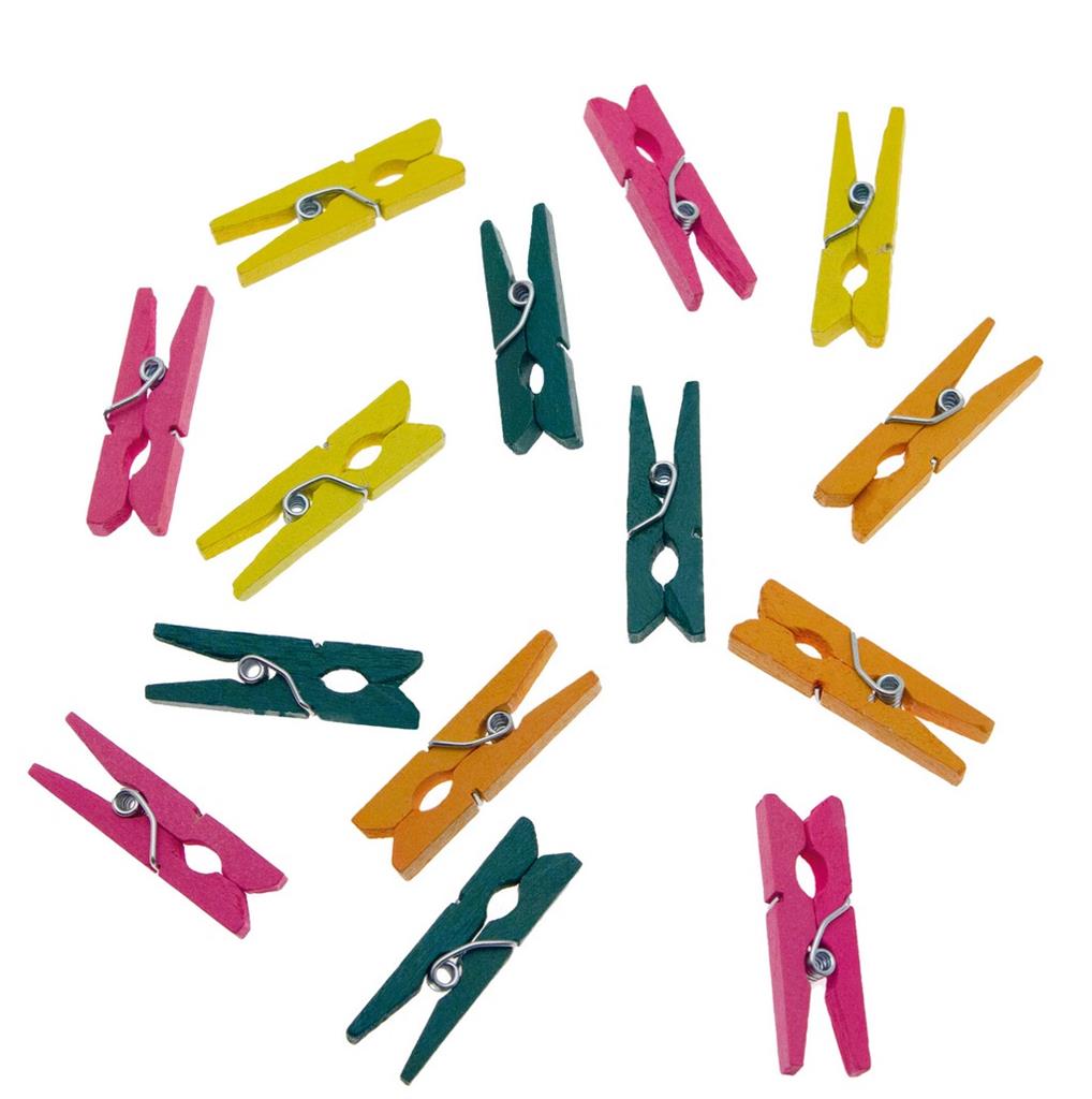 Pincettes en bois diverses couleurs 3 cm  