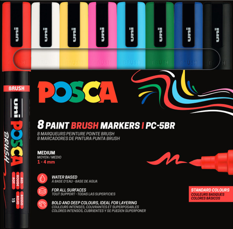 Marqueurs Posca Brush PC-5BR assortiment de 8 couleurs 