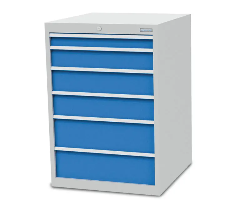 Schubladenschrank Bedrunka + Hirth, 6 Schublade(n), RAL7035 Lichtgrau/RAL5012 Lichtblau