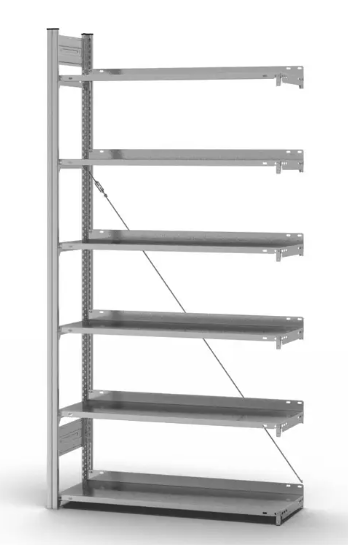 Rayonnage hofe sans boulons pour classeurs élément suivant, 6 tablettes, avec revêtement en zinc anti-corrosion