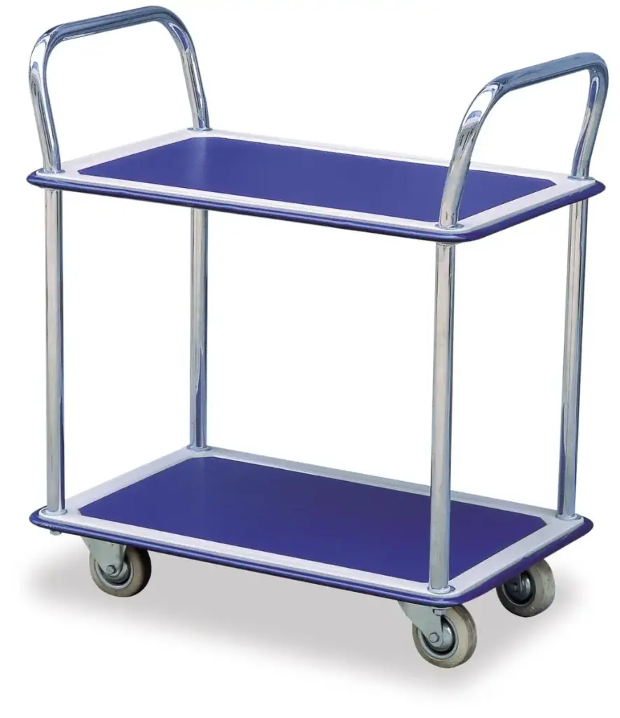 Chariot à étagères léger, force 120 kg, 2 plateaux