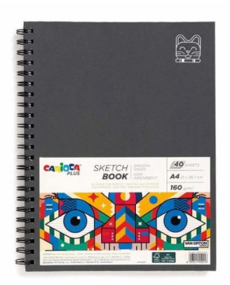 Bloc  A4 Plus Sketch book 160 gr/m2 40 feuilles avec spirale Carioca