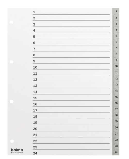 Répertoire numérique A4, 1-24