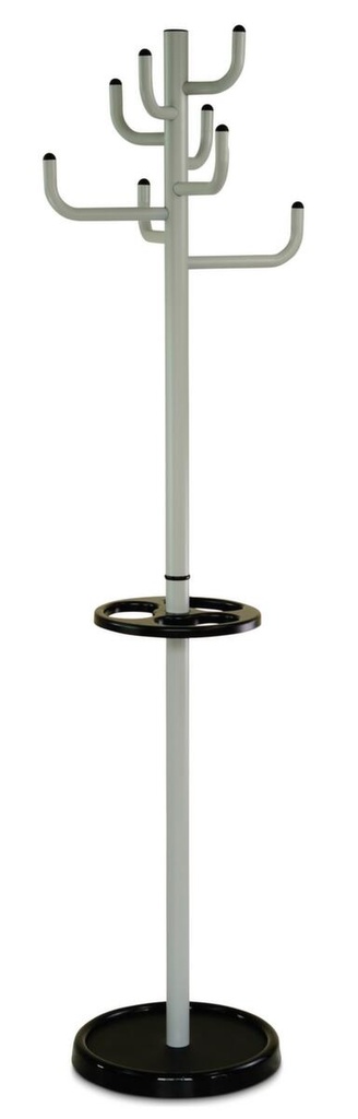 Garderobenständer mit Schirmhalter, mit 8 Haken, grau