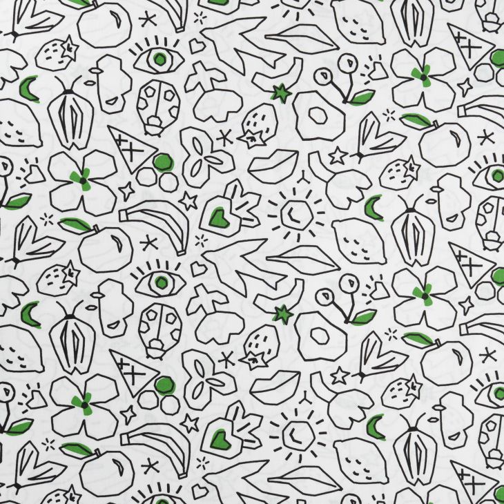 Coton imprimé à colorier largeur 150 cm 