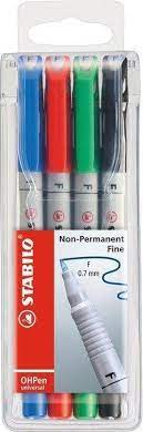 Stabilo OHPen universal fein, wasserlöslich 4 Farben