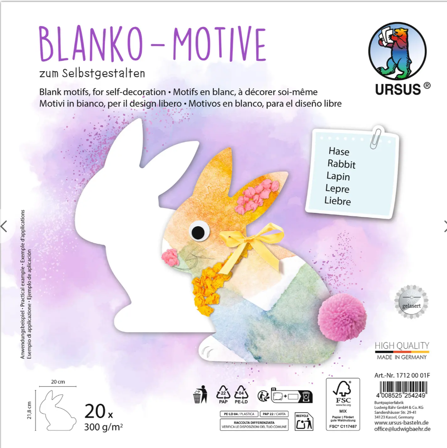 Motifs en blanc, à décorer soi-même "Lapin"
