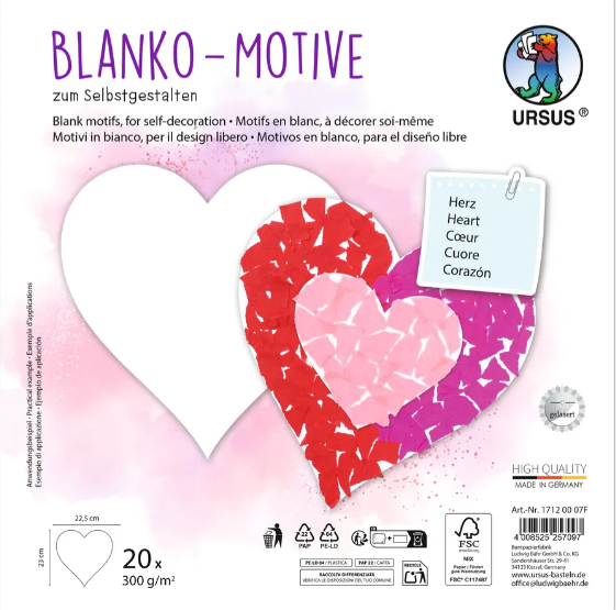 Motifs en blanc, à décorer soi-même "Coeur"