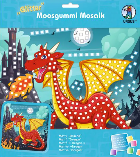 Moosgummi-Set Glitter Drache, mehrfarbig