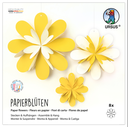 Papierblüten Set 22.5 x 22.5 cm, 300 g/m2, gelb / weiss