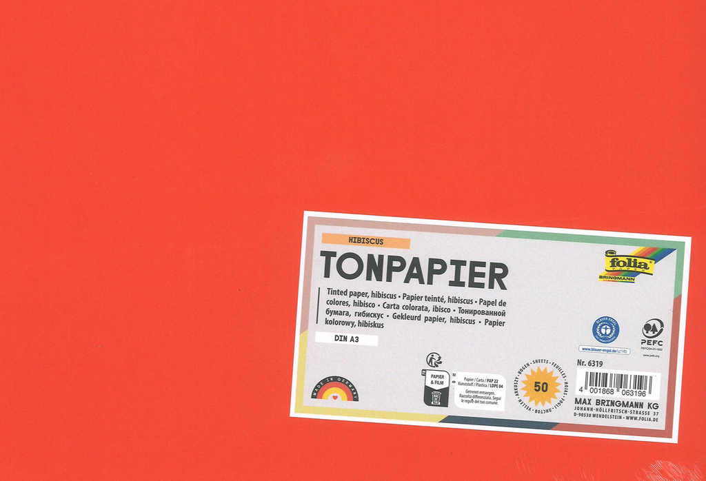 Papier à dessin de couleur A3, 130 g/m2 (50 fles)