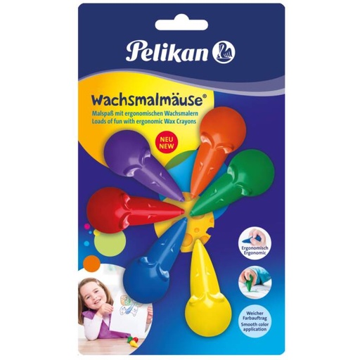 [91.202] Souris de cire, Pelikan assortiment 6 couleurs