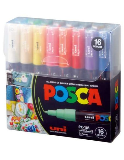 [91.154.45] ​Assortiment Marker Posca PC1M - 0.9/1.3mm 16 couleurs