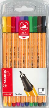 [67.217] Fineliner Stabilo Point 88, assortiment 10 couleurs