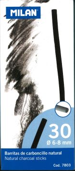 [91.450.5] Natürliche Zeichenkohle ø 6 - 8 mm (30 Stück)