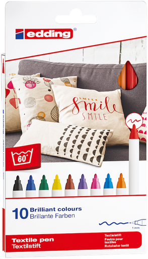 [86.223] Textilstift edding 4600, Sortiment 10 Farben
