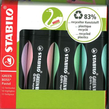 [67.721] Surligneur Stabilo Green Boss Pastel, assortiment 4 couleurs