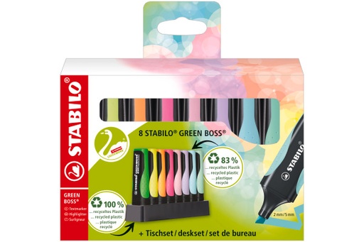 [67.720] Surligneur Stabilo Green Boss, assortiment 8 couleurs