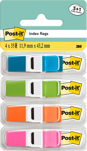 [68.475] ​Index Post-it 12x45 mm 4 couleurs fluo