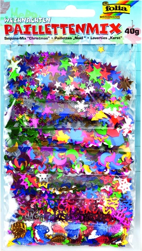 [82.101.9] Pailletten Mix "Weihnachten" 40 g verschiedene Formen und Farben sortiert