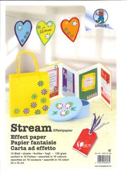 [94.400] Papier fantaisie «Stream»  23x33 cm 120 g/m2 assortiment de 10 couleurs