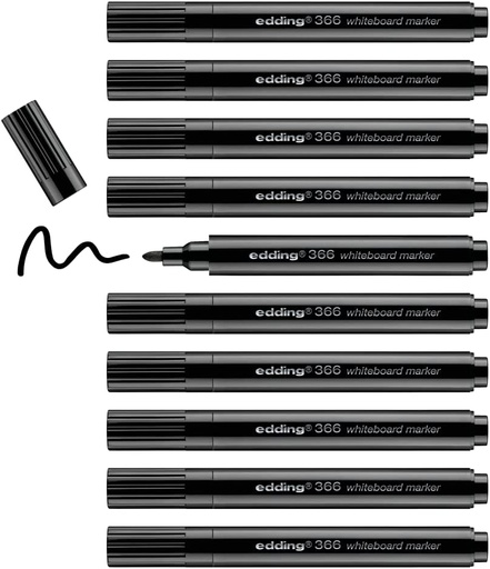 [91.132.4] Marqueurs edding 366 noir 10 pces