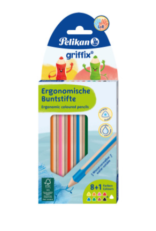 [67.108] Crayon de couleur Griffix® Pelikan, assortiment 9 couleurs