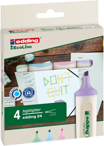 [67.375.20] Surligneurs edding 24 EcoLine, assortiment 4 couleurs pastel