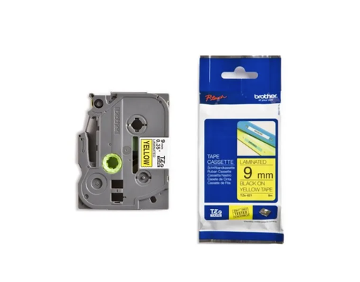 [69.233] Ruban pour étiqueteuse Brother TZe-621  bande 9 mm  jaune / caractère noir