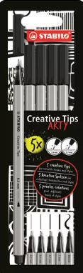 [67.414] Fineliners STABILO®Creative Tips étui de 5 pièces ARTY BLACK