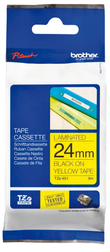 [69.234] Ruban pour étiqueteuse Brother TZe-651  bande 24 mm  jaune / caractère noir