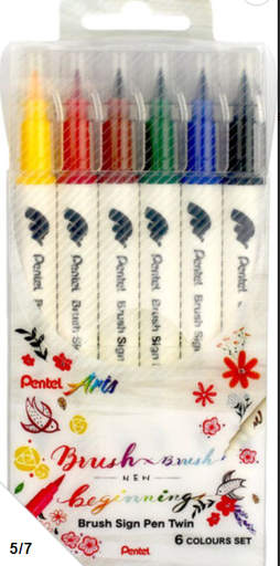 [68.524] Pinselstifte «Brush Sign Pen Twin», Sortiment 6 Farben