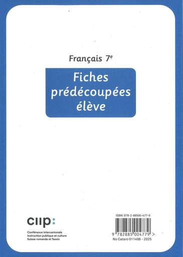 [11585] Français 7e, fiches prédécoupées élève, série lilas provisoire (CATARO 011498)