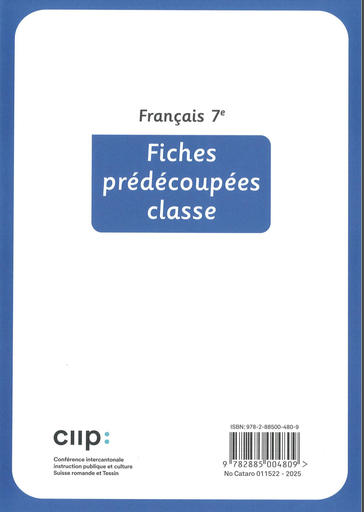 [11588] Français 7e, fiches prédécoupées classe provisoire (CATARO 011522)