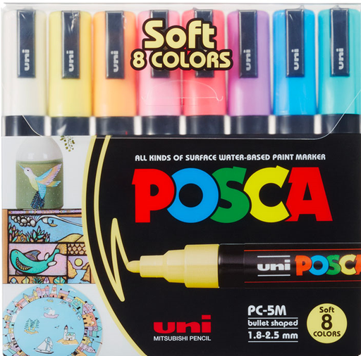 [91.152.65] Feutre Posca PC-5M assortiment de 8 couleurs pastels