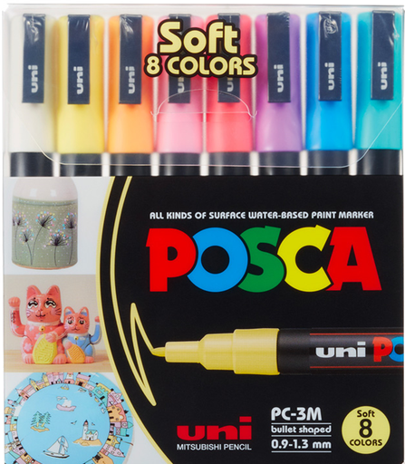 [91.153.65] Feutre Posca PC-3M assortiment de 8 couleurs pastels