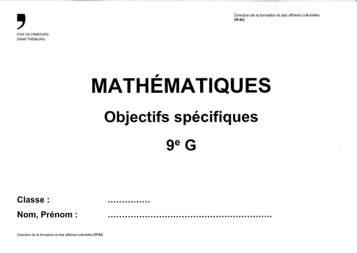 [12726] Mathématiques Objectifs spécifiques 9e G