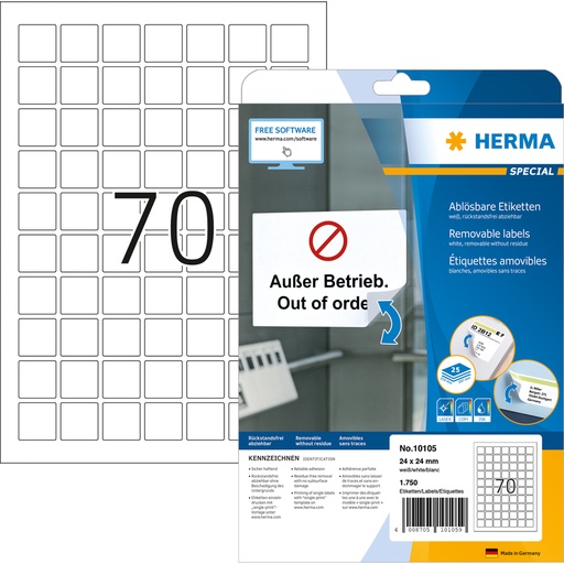 [62.137] Universal-Etiketten HERMA SPECIAL, 24 x 24 mm, weiß (10105)