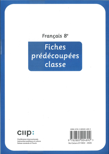 [11632] Français 8e, fiches prédécoupées classe CATARO 011802