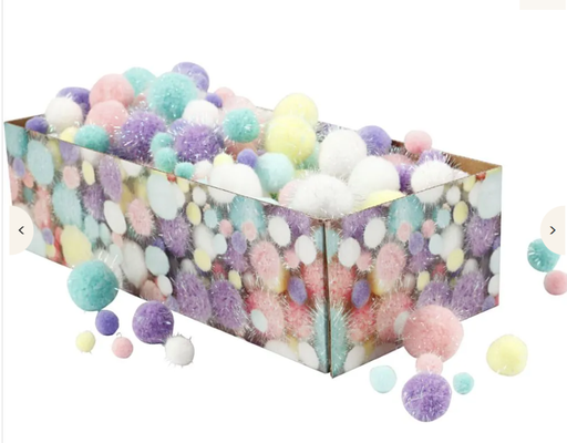 [83.345] Pompons Mix pastel glitter ø 15-40 mm 400gr