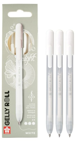 [67.371] Stylos gel rétractables à encre métallique blanc Gelly Roll Click (bte de 3 pièces)