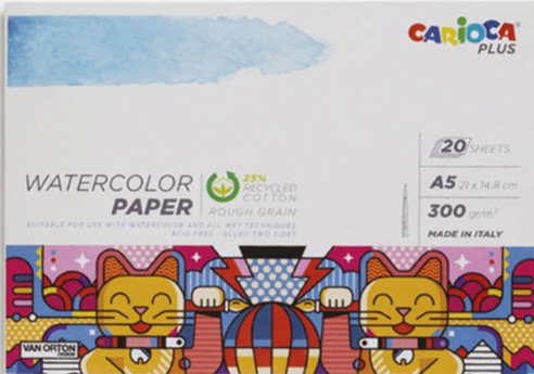 [94.207] Bloc Aquarelle A5 Plus 20 Feuilles 300 Gr. Grain Rugueux | Carioca