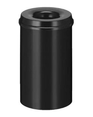 [DSA523673] Corbeille à papier autoextinguible en acier, 20 l, noir, partie supérieure noir