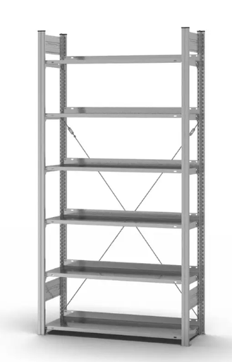 [DSA652759] Rayonnage hofe sans boulons pour classeurs, 6 tablettes, avec revêtement en zinc anti-corrosion
