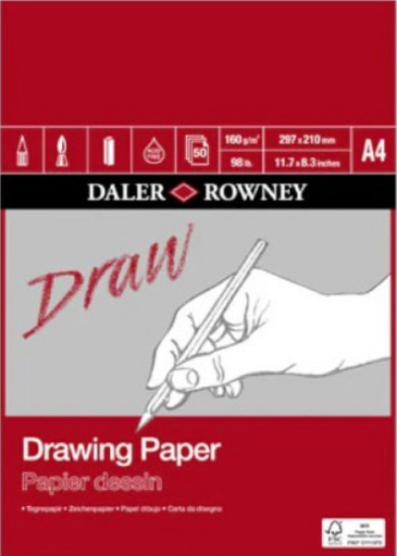 [94.385] Zeichenblock Daler-Rowney Drawing Paper A4 160gm2 50 Blätter