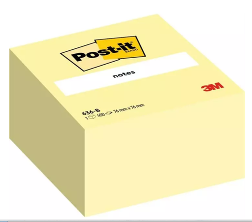 [CS636-B] Bloc cube post-it 3M - 76 x 76 mm - 450 feuilles - jaune