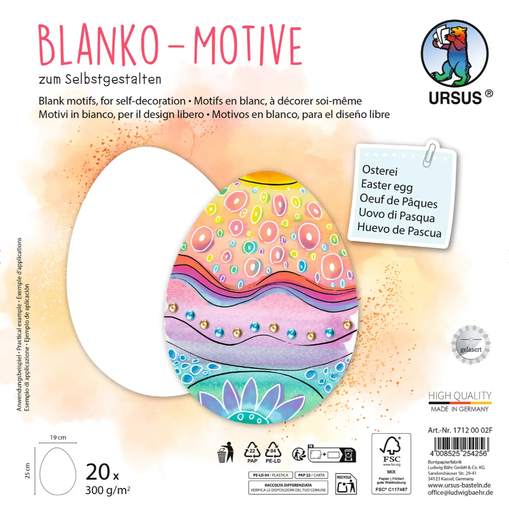 [94.511] Motifs en blanc, à décorer soi-même "Oeufs de Pâques"